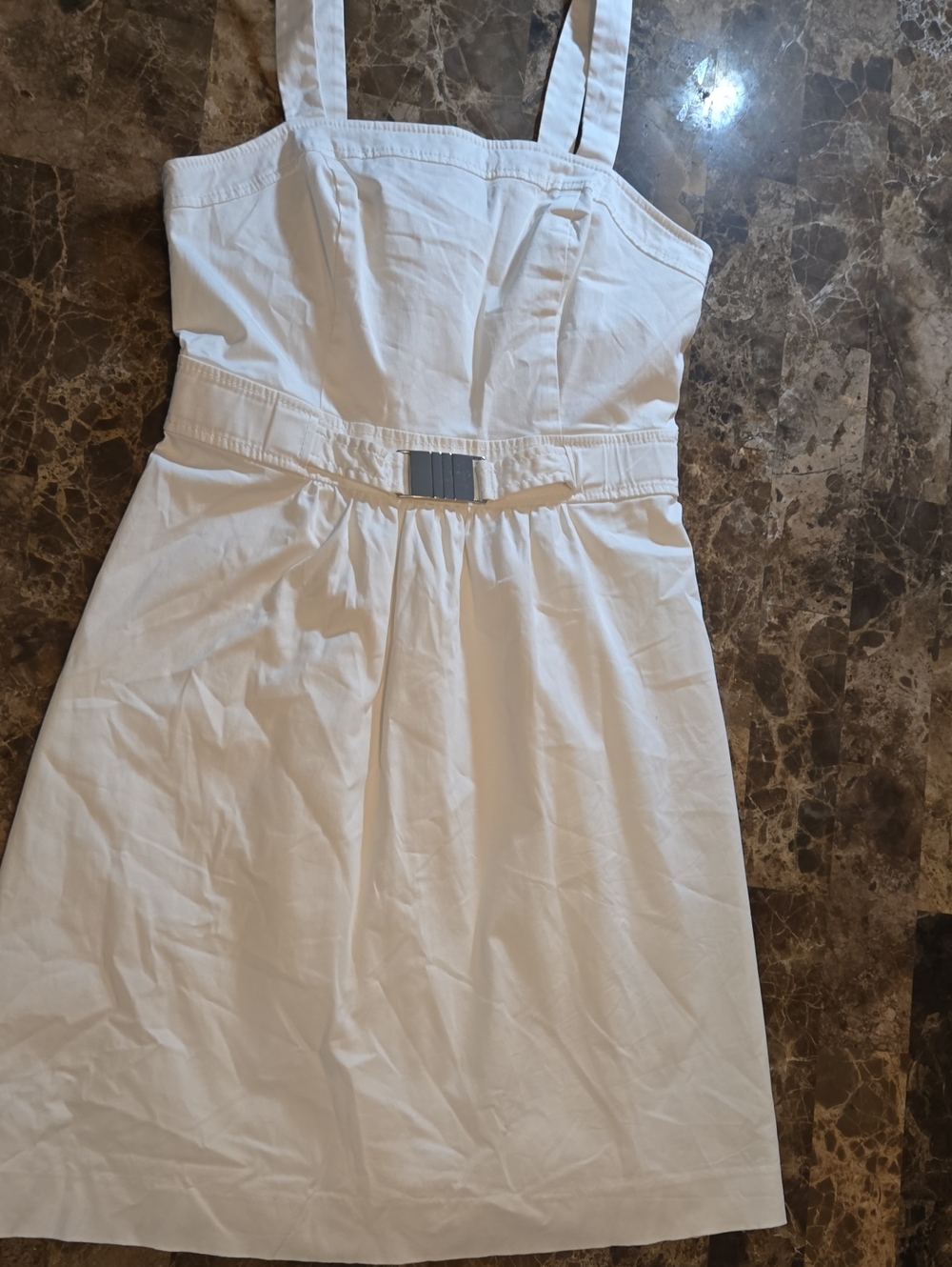 Jacob Dress White Strappy Dress With Silver Toned Belt Women's Size 6 FullyLined